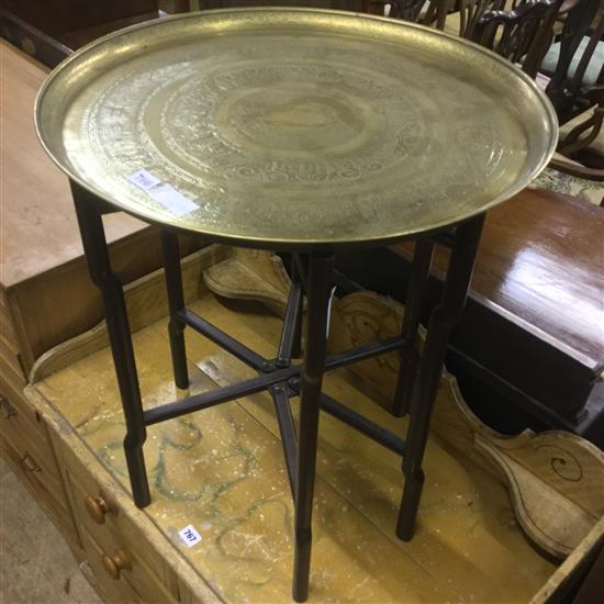 Brass tray top table with rosewood stand